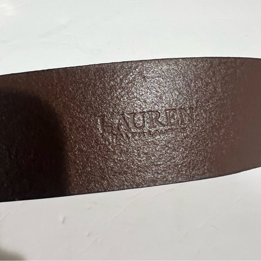 Lauren Ralph Lauren Women's Leather Slide Buckle Belt Size L Brown Brass - Picture 4 of 4